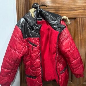 Yoki Red and Black Puffer Jacket for Kids